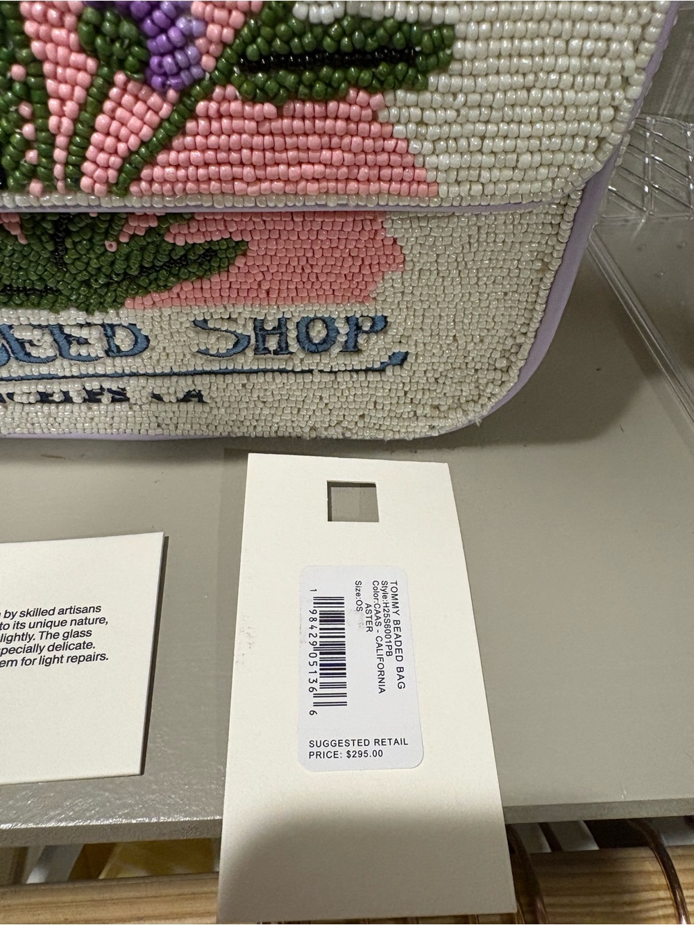 STAUD Seed Shop Beaded Floral Shoulder Bag in Lavender and Cream - Picture 3 of 8